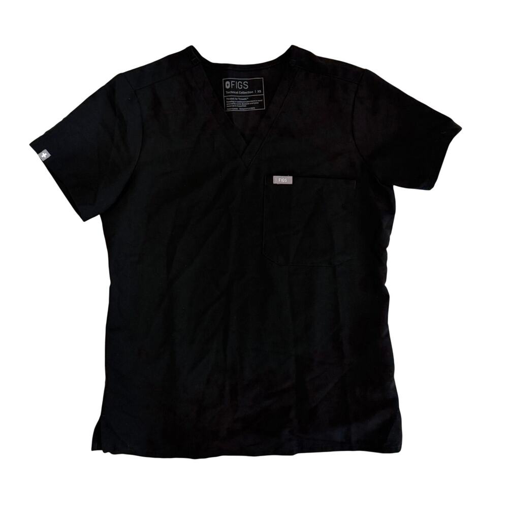 NWOT Women’s Figs Catarina One Pocket Scrub Top Black Size XS